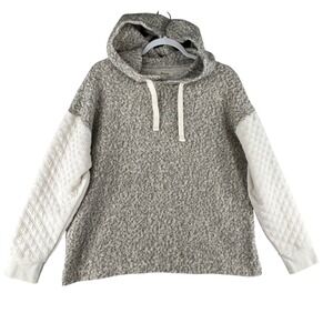 Madewell Textured Hoodie Quilted Sleeve Contrast Knit Oversized Womens‎ Medium